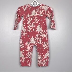 Burt’s Bees baby Holiday Midnight Forest Jumpsuit in Sweet Rose, size 18 months.